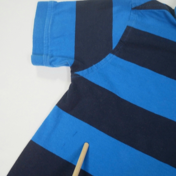 Tommy Hilfiger Big Boys 6 Blue Two Tone Stripe Short Sleeve Collar Polo Shirt - Picture 5 of 11
